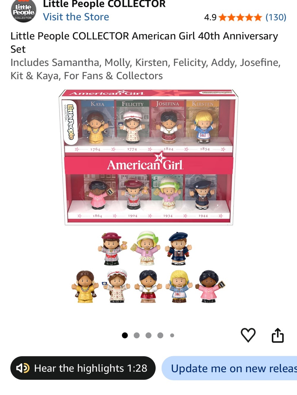 NEW IN BOX Little People COLLECTOR American Girl 40th Anniversary Set